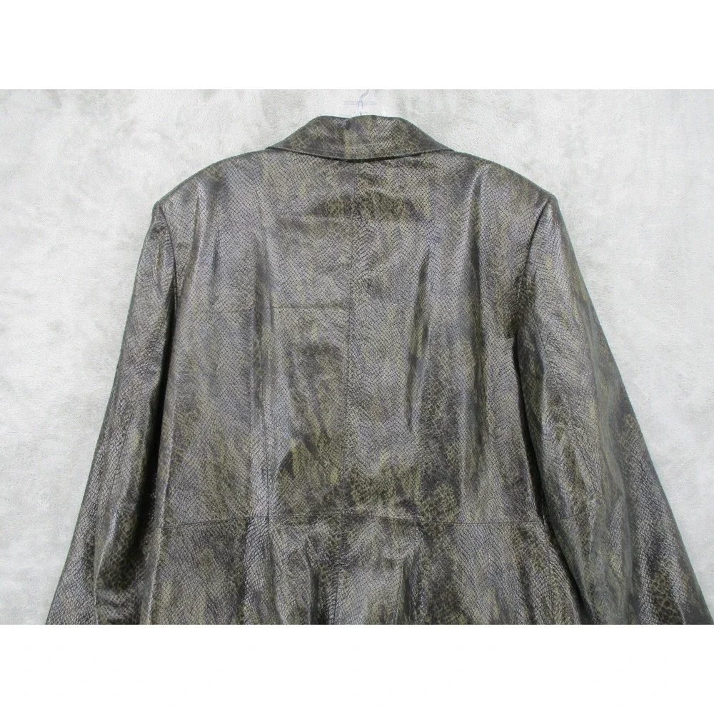 Vintage Preston & York Jacket Womens Size M Genuine Leather Snake Moto Zip 90s